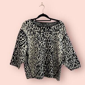 Ann Taylor Leopard Print Box Knit Top Large